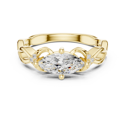 Marquise Solitaire Diamond Engagement Ring With Knotted Shoulders 0.8 CTW