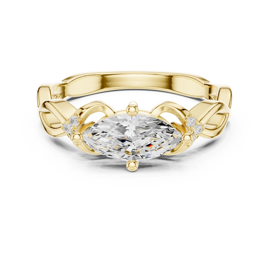 Marquise Solitaire Diamond Engagement Ring With Knotted Shoulders 0.8 CTW
