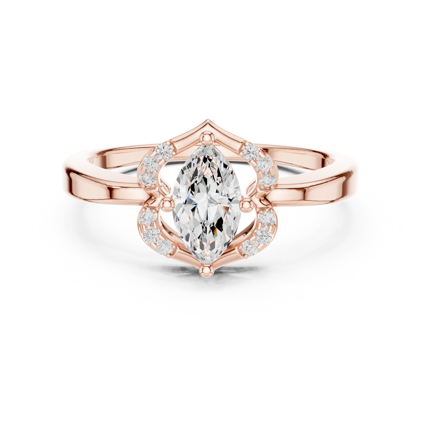 Marquise Halo Diamond Engagement Ring 0.7 CTW