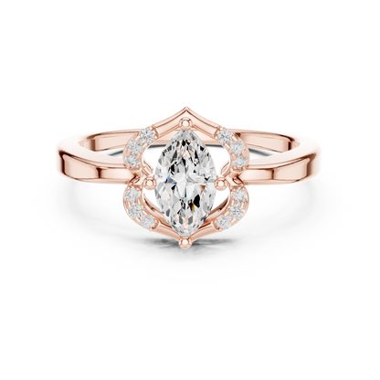Marquise Halo Diamond Engagement Ring 0.7 CTW