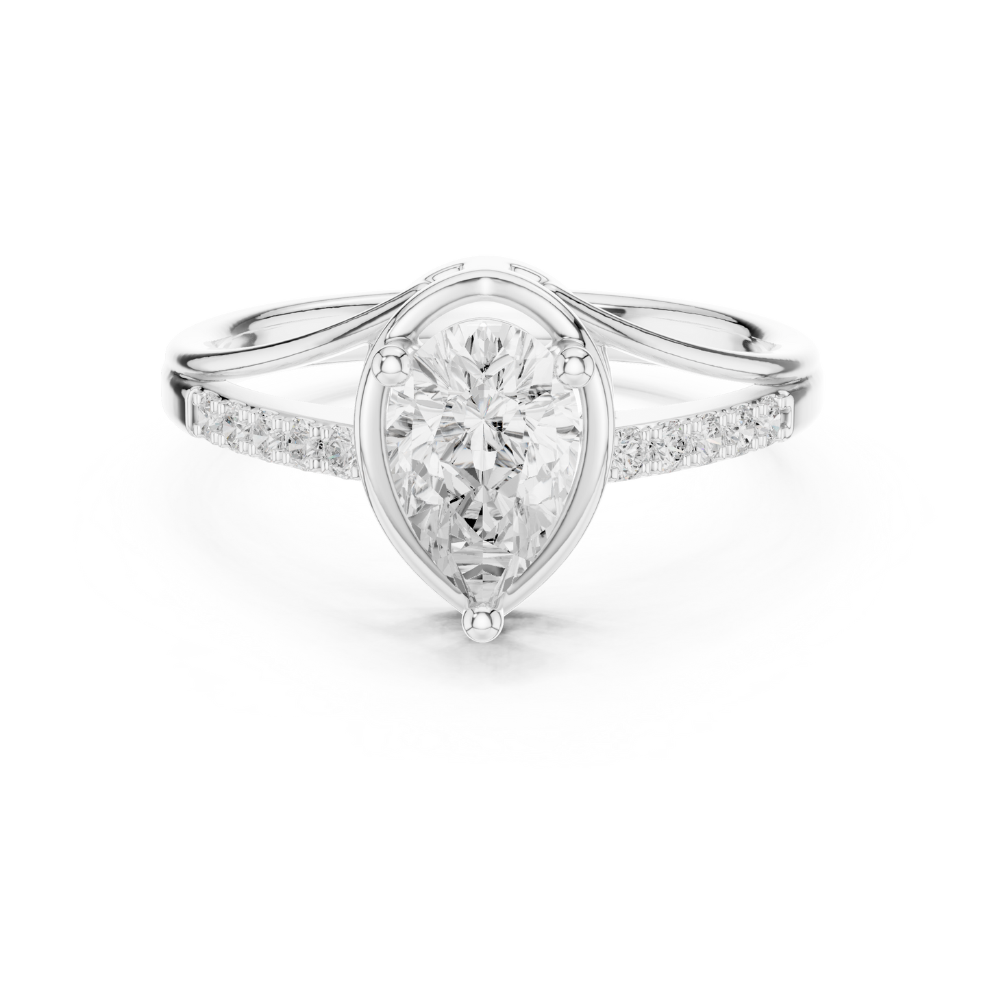 Pear Cut Diamond Engagement Ring With Side Accents .9 CTW
