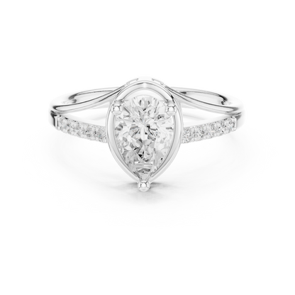 Pear Cut Diamond Engagement Ring With Side Accents .9 CTW