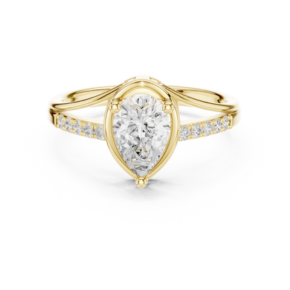 Pear Cut Diamond Engagement Ring With Side Accents .9 CTW