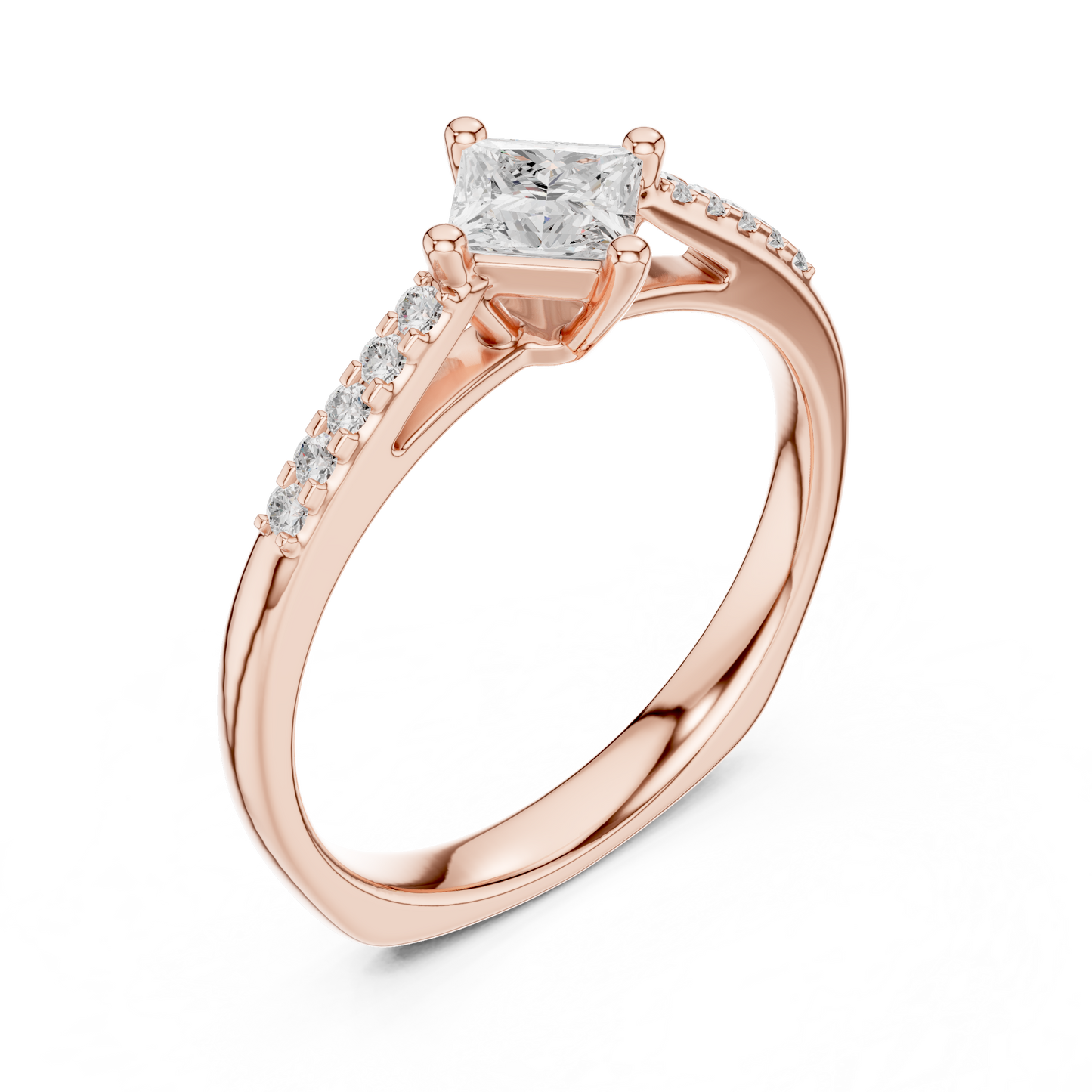 Princess Diamond Engagement Ring With Side Accents 0.4 CTW