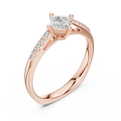 Princess Diamond Engagement Ring With Side Accents 0.4 CTW
