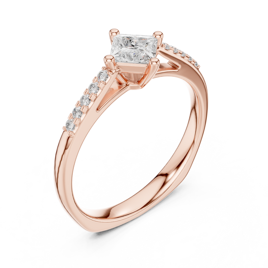 Princess Diamond Engagement Ring With Side Accents 0.4 CTW