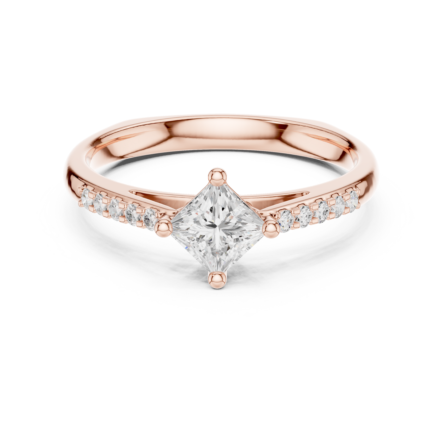 Princess Diamond Engagement Ring With Side Accents 0.4 CTW
