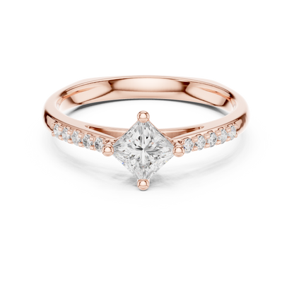 Princess Diamond Engagement Ring With Side Accents 0.4 CTW