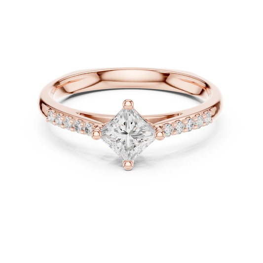 Princess Diamond Engagement Ring With Side Accents 0.4 CTW