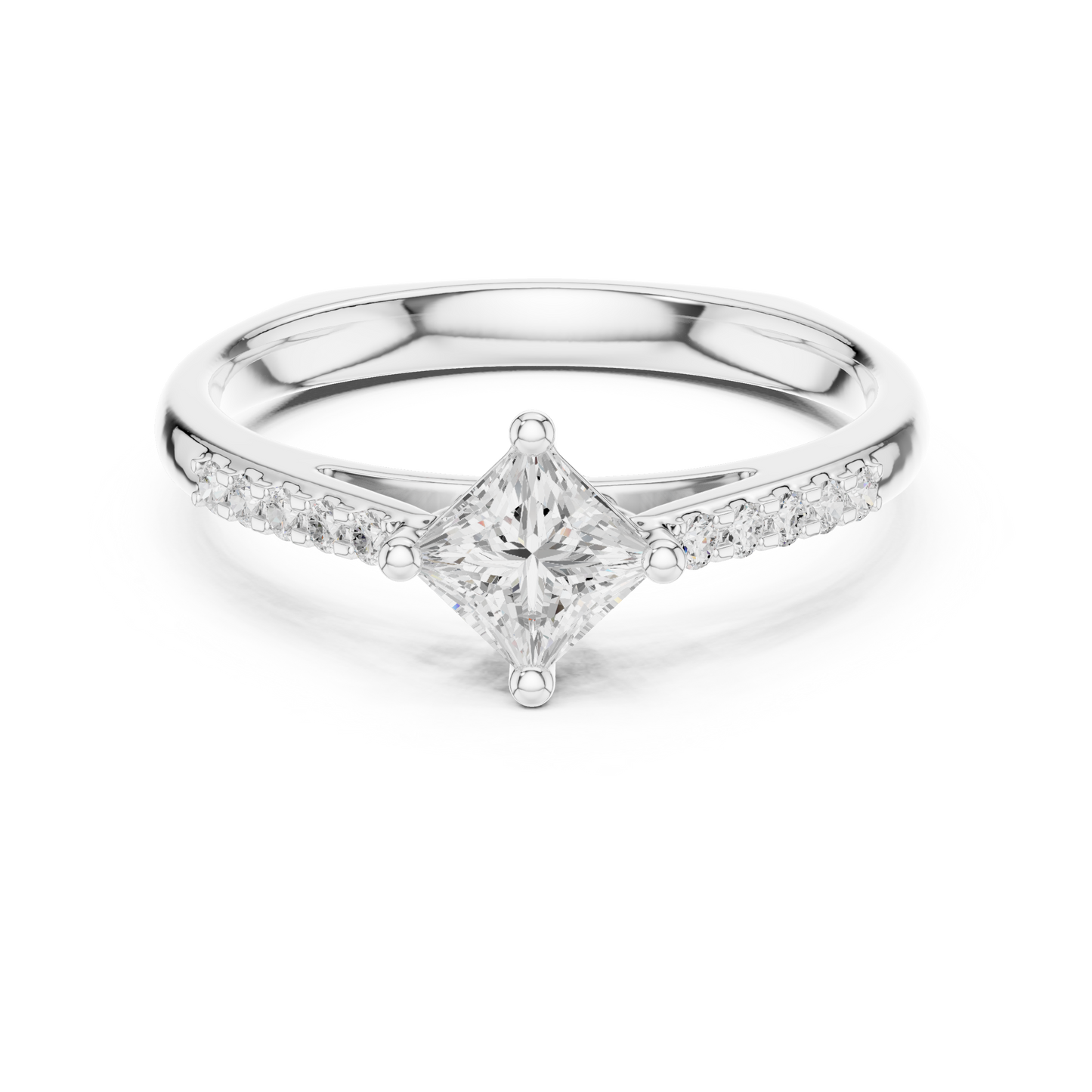 Princess Diamond Engagement Ring With Side Accents 0.4 CTW