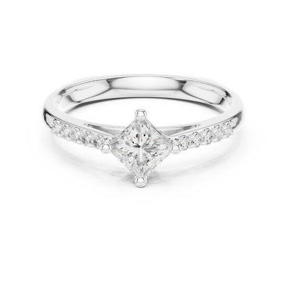 Princess Diamond Engagement Ring With Side Accents 0.4 CTW