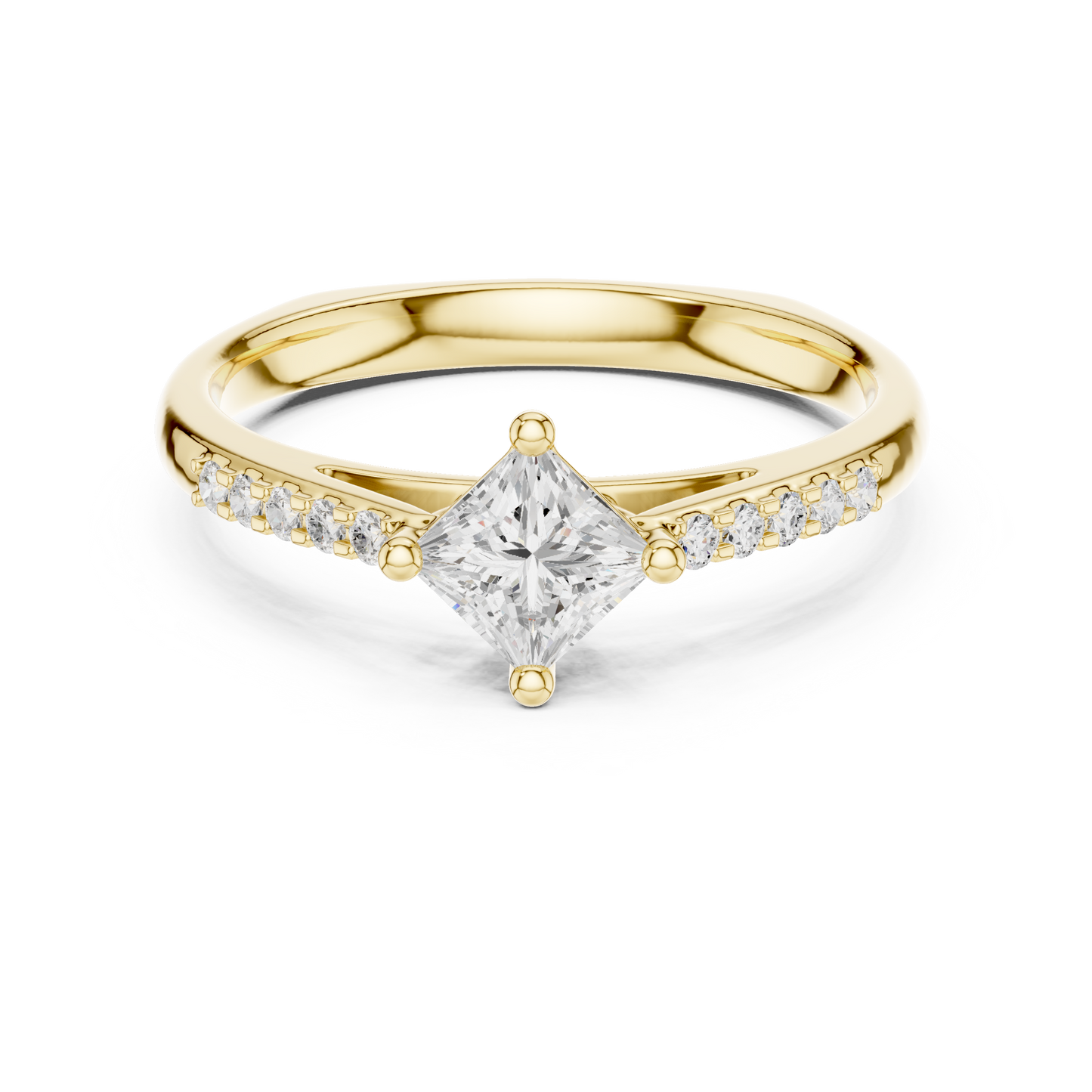Princess Diamond Engagement Ring With Side Accents 0.4 CTW