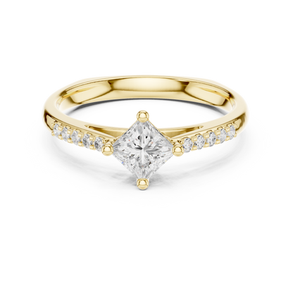 Princess Diamond Engagement Ring With Side Accents 0.4 CTW