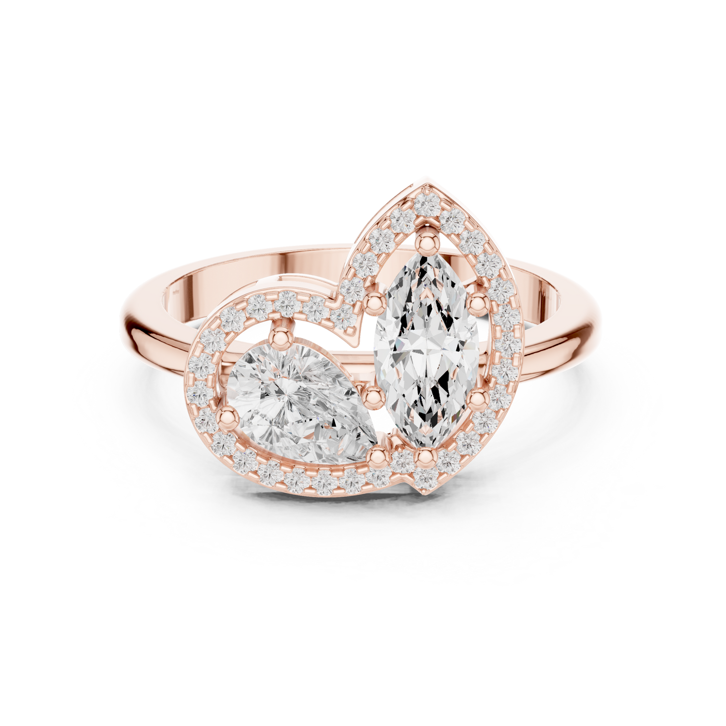 Pear & Marquise Halo Toi Et Moi Ring