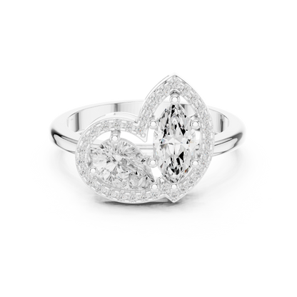 Pear & Marquise Halo Toi Et Moi Ring