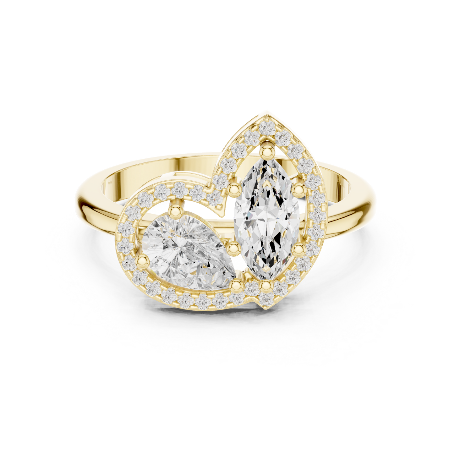 Pear & Marquise Halo Toi Et Moi Ring