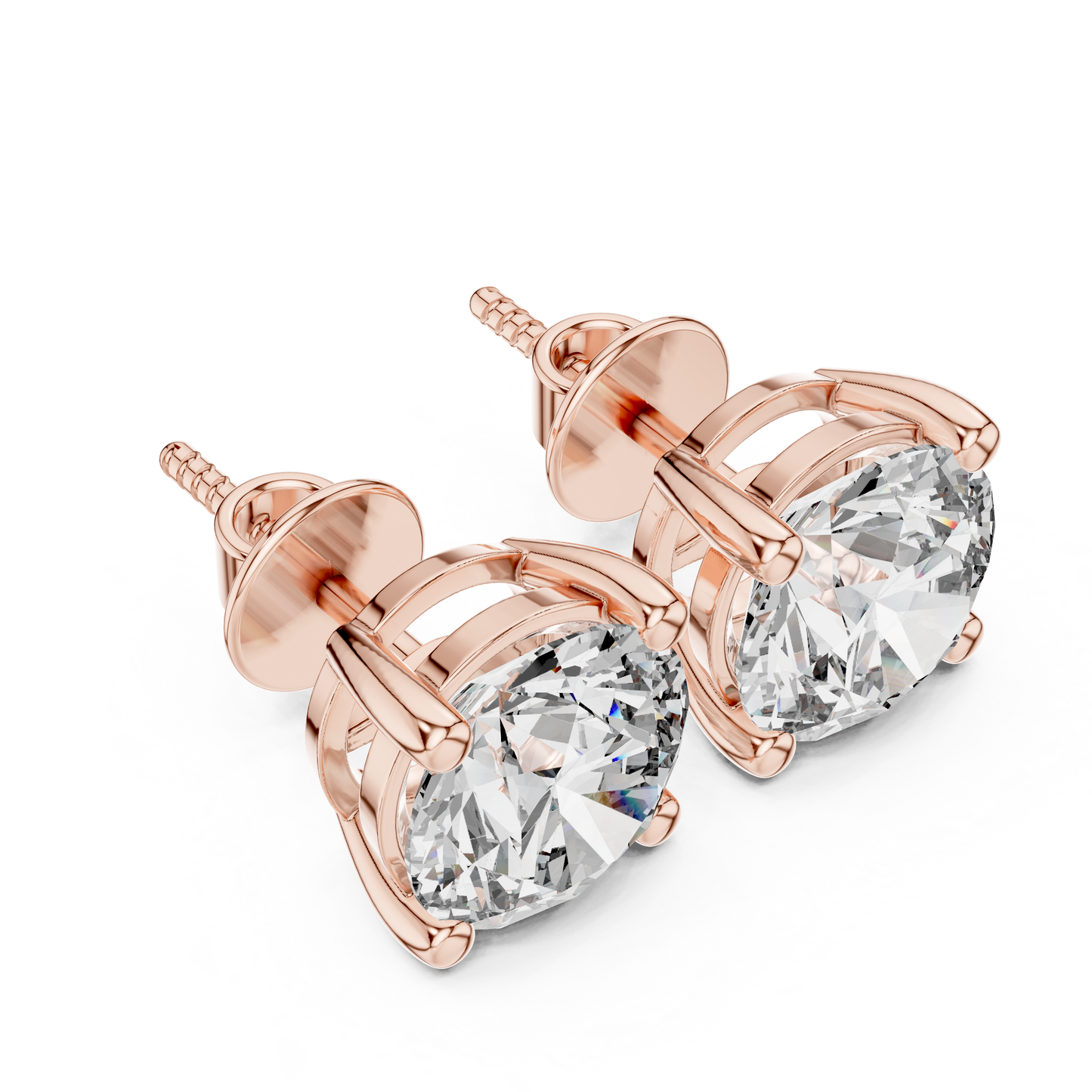 Classic Round Shape Diamond Stud Earrings 4 CTW