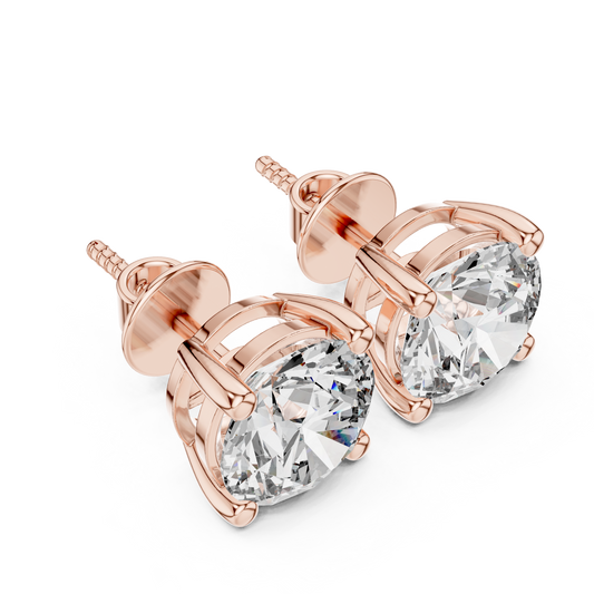 Classic Round Shape Diamond Stud Earrings 4 CTW