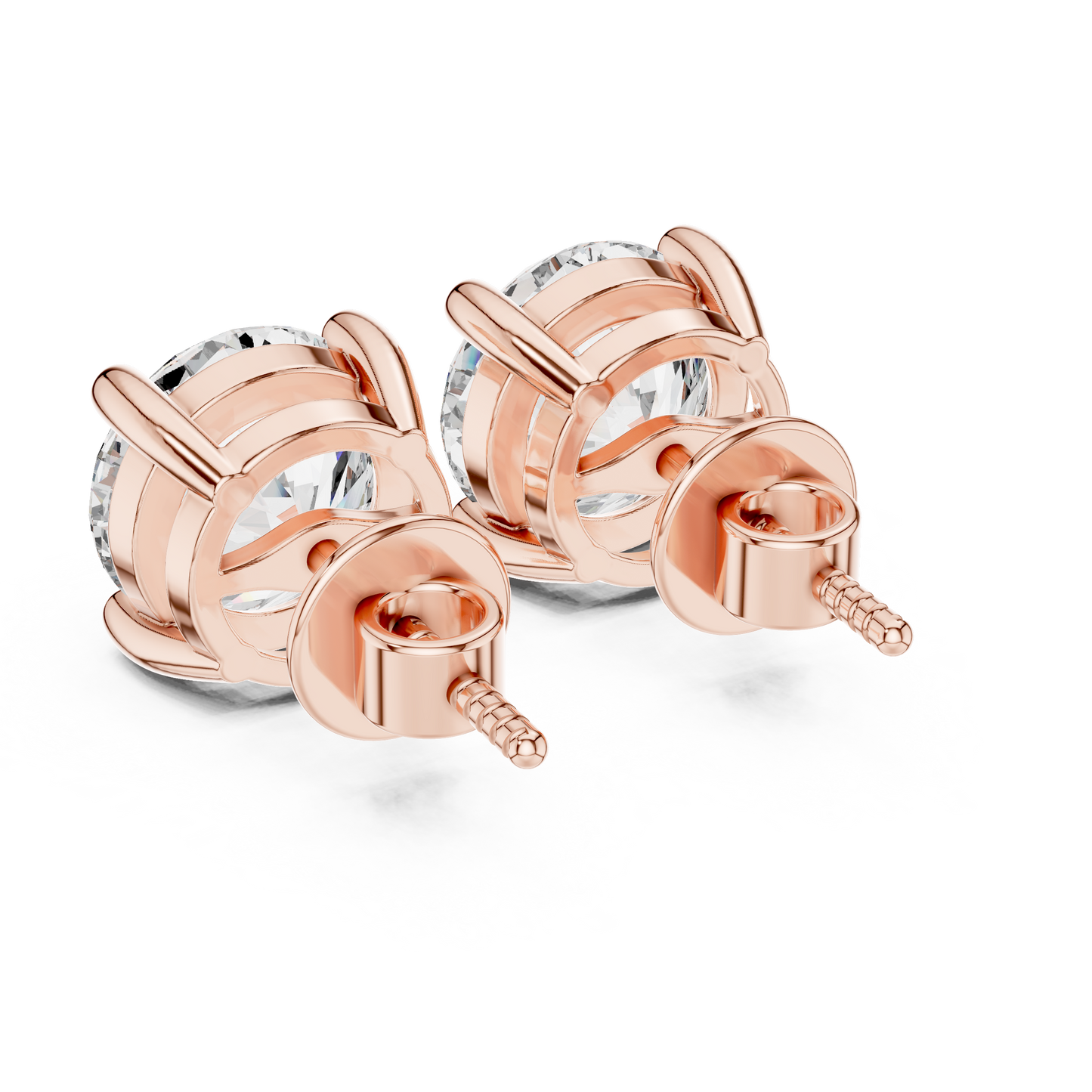 Classic Round Shape Diamond Stud Earrings 4 CTW