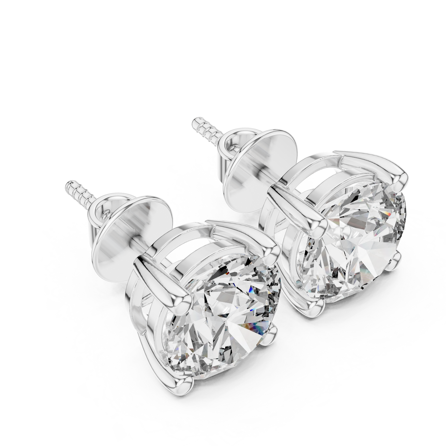 Classic Round Shape Diamond Stud Earrings 4 CTW
