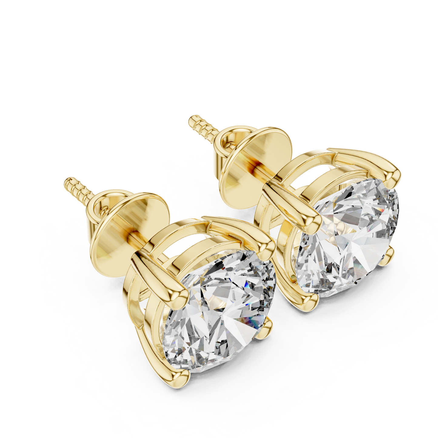 Classic Round Shape Diamond Stud Earrings 4 CTW