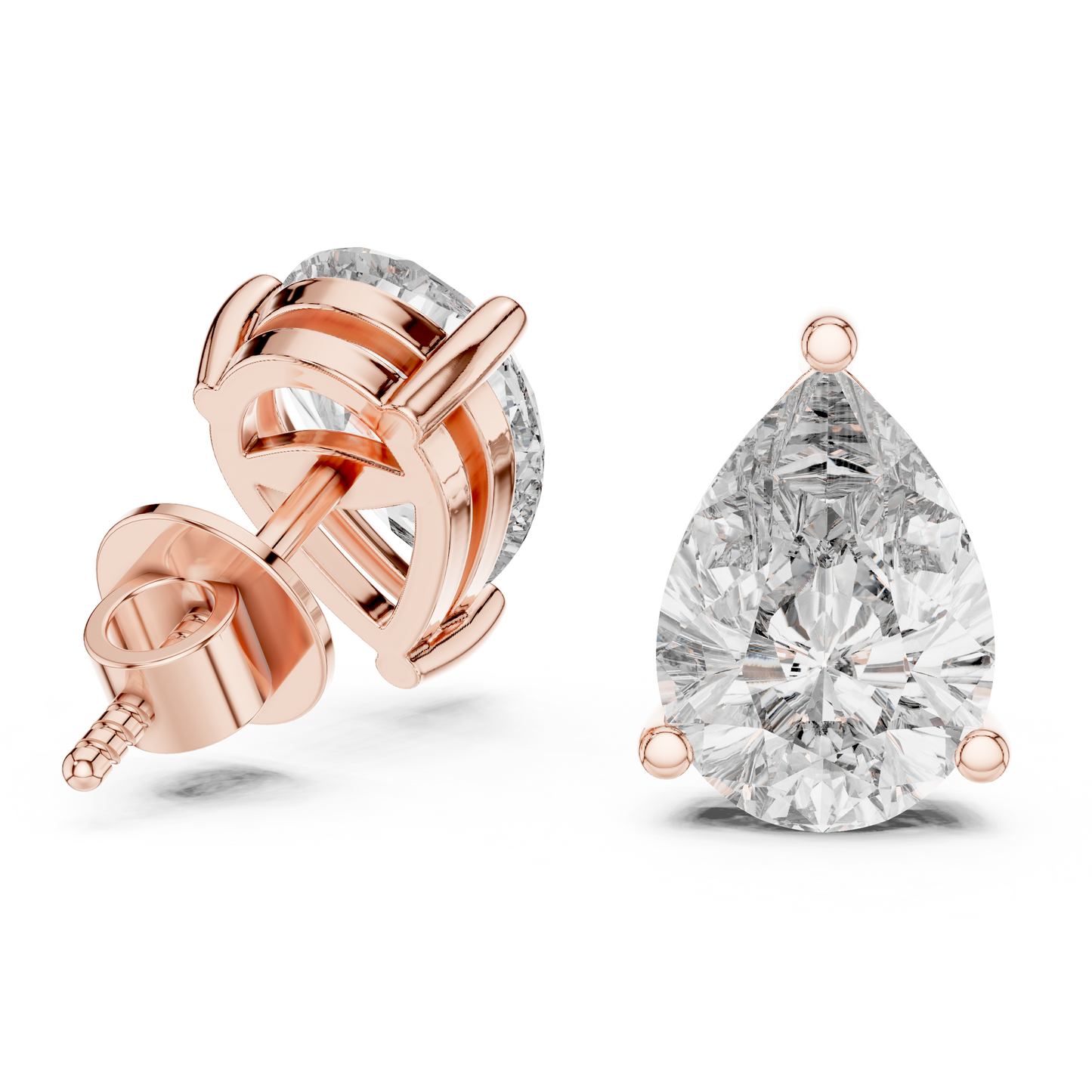 Classic Pear Shape Diamond Stud Earrings 3.5 CTW