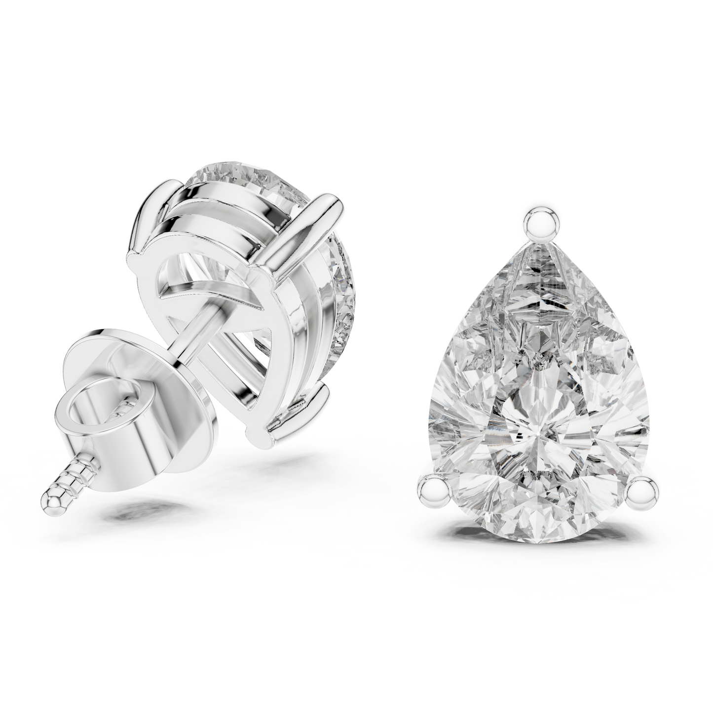 Classic Pear Shape Diamond Stud Earrings 3.5 CTW