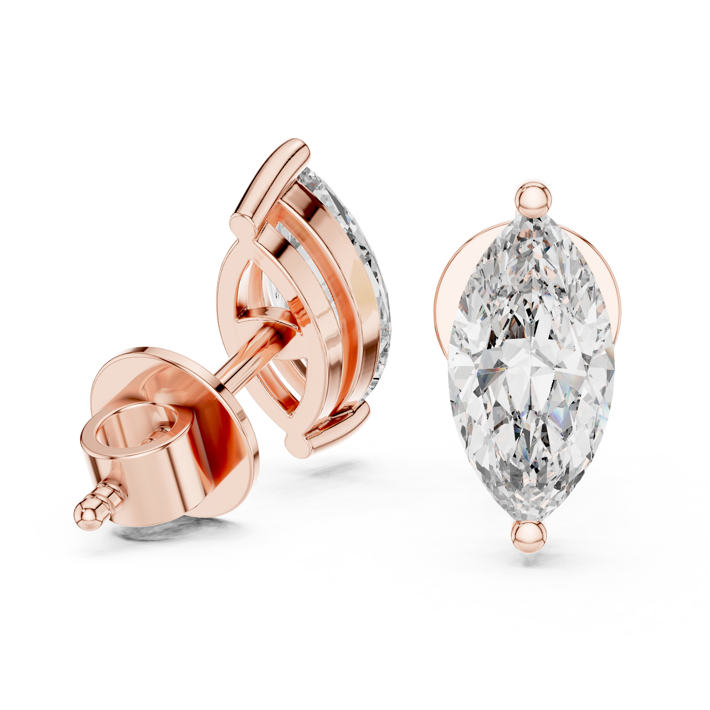 Classic Marquise Shape Diamond Stud Earrings 1.5 CTW