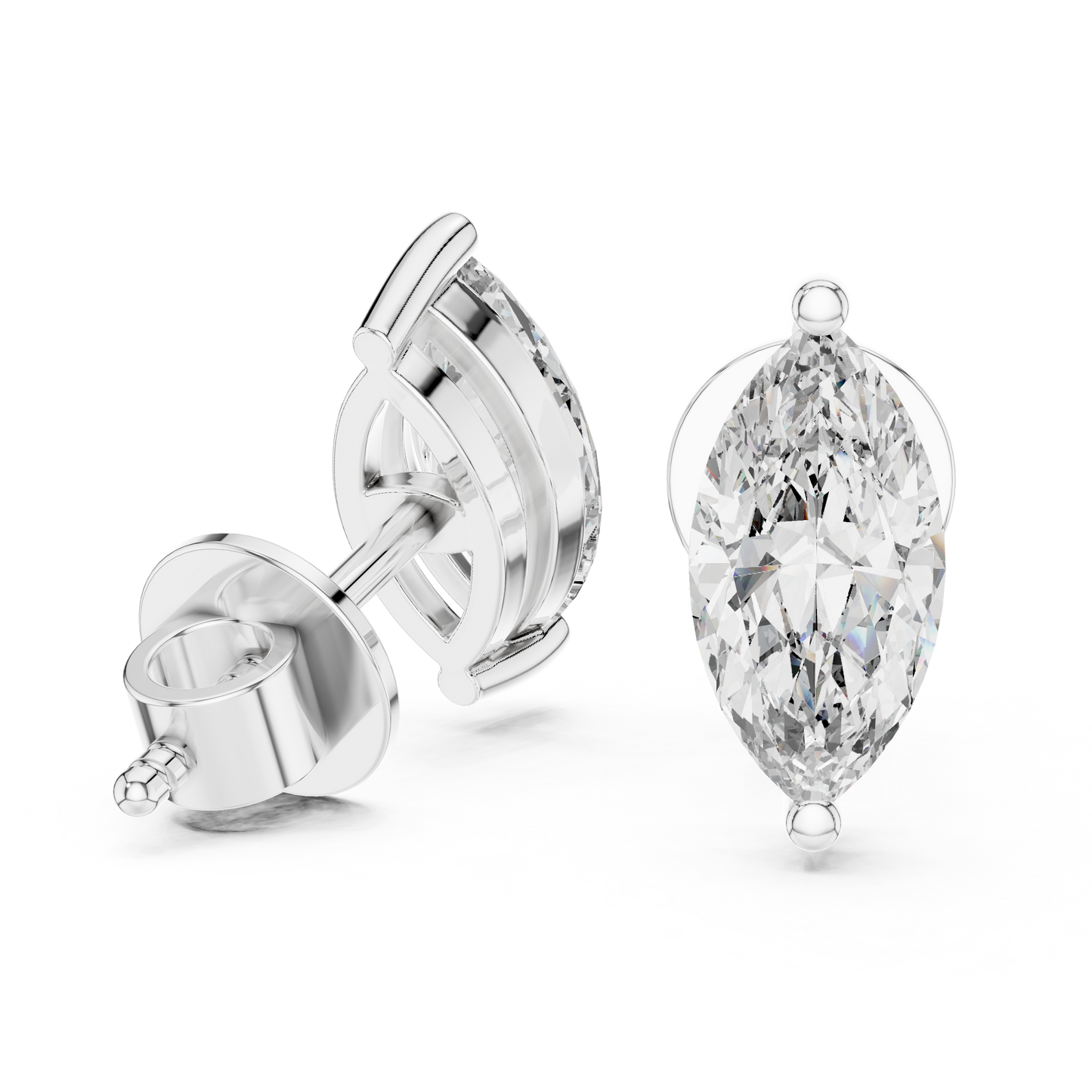 Classic Marquise Shape Diamond Stud Earrings 1.5 CTW