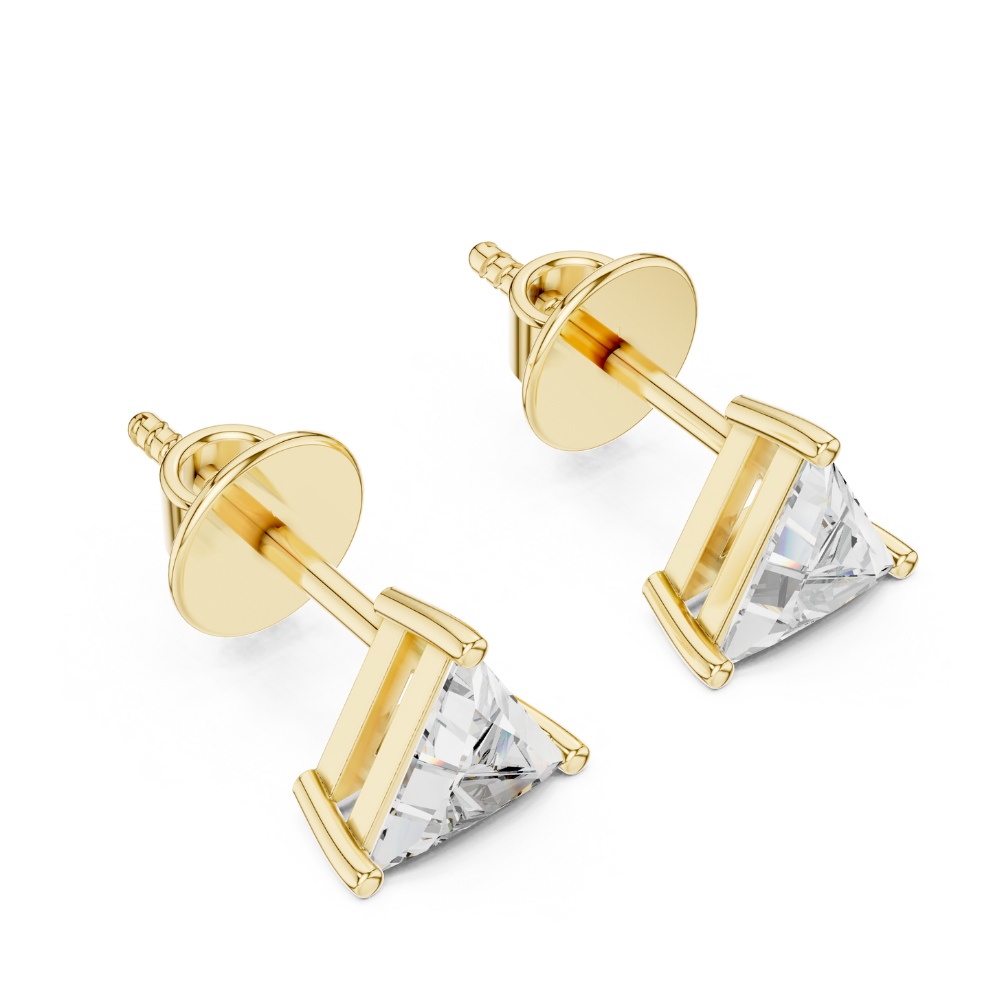 Trillion Cut Triangle Solitaire Diamond Stud Earrings 1.3 CTW