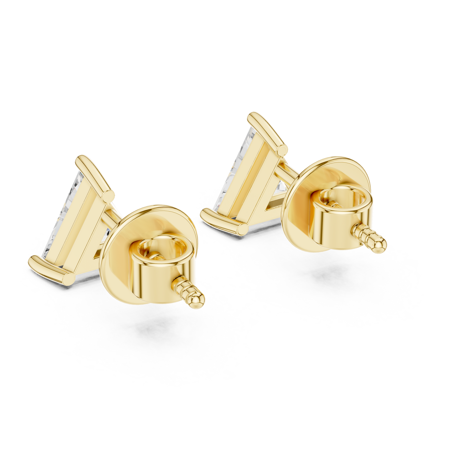 Trillion Cut Triangle Solitaire Diamond Stud Earrings 1.3 CTW