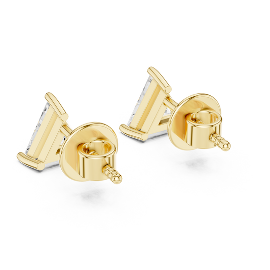 Trillion Cut Triangle Solitaire Diamond Stud Earrings 1.3 CTW