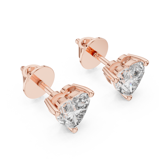 Classic Heart Cut Diamond Stud Earrings 1.5 CTW