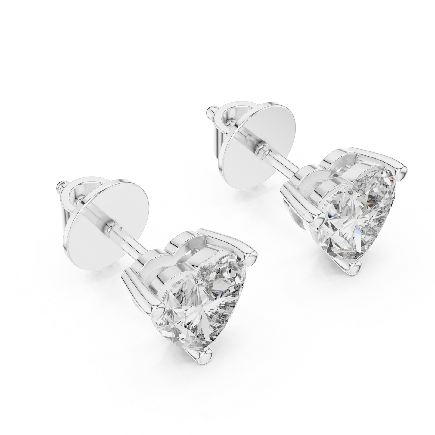 Classic Heart Cut Diamond Stud Earrings 1.5 CTW