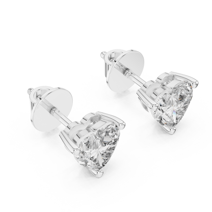 Classic Heart Cut Diamond Stud Earrings 1.5 CTW