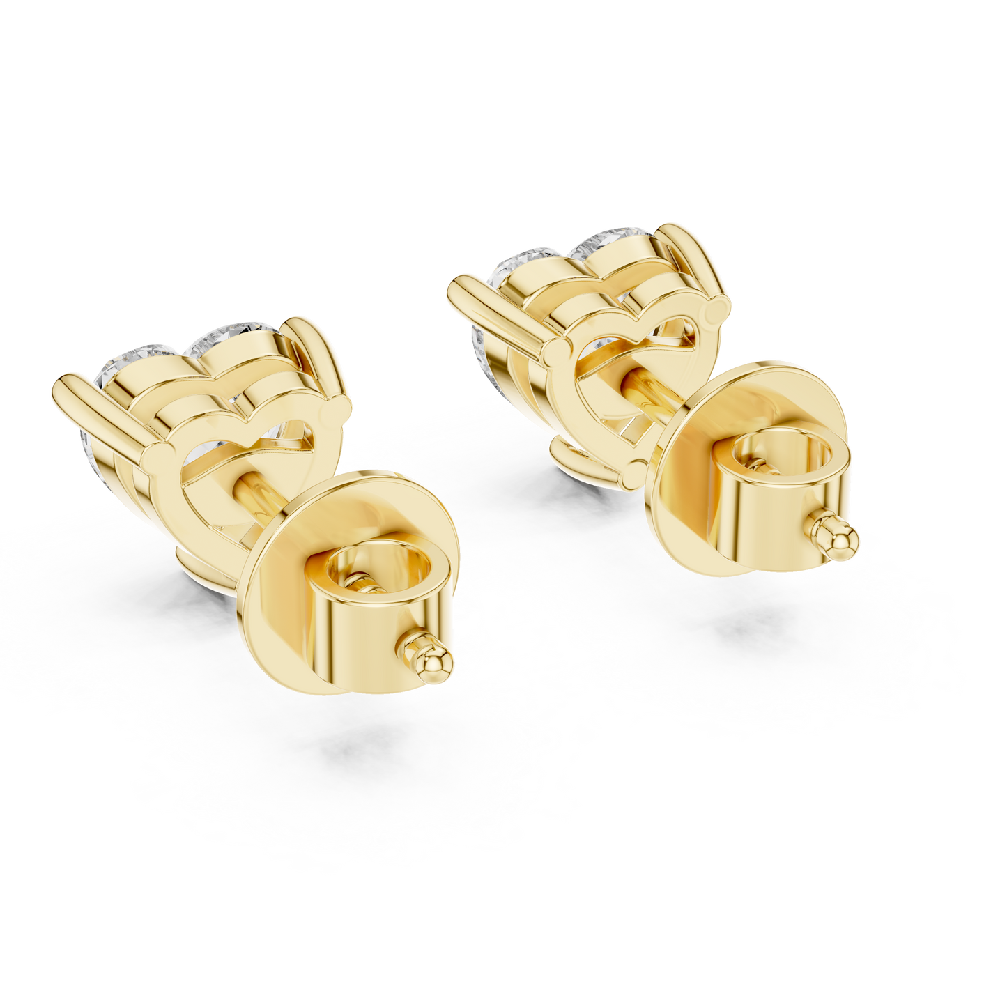 Classic Heart Cut Diamond Stud Earrings 1.5 CTW