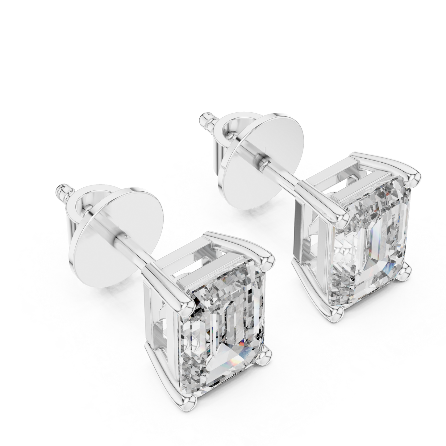 Classic Emerald Cut Diamond Stud Earrings 2.5 CTW