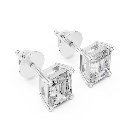 Classic Emerald Cut Diamond Stud Earrings 2.5 CTW