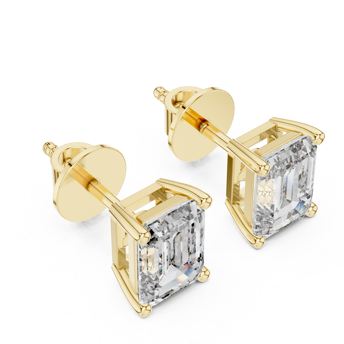 Classic Emerald Cut Diamond Stud Earrings 2.5 CTW