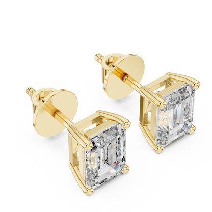 Classic Emerald Cut Diamond Stud Earrings 2.5 CTW