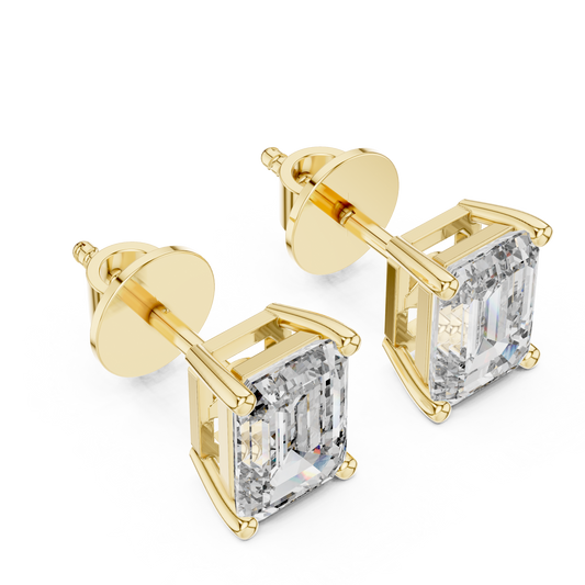 Classic Emerald Cut Diamond Stud Earrings 2.5 CTW