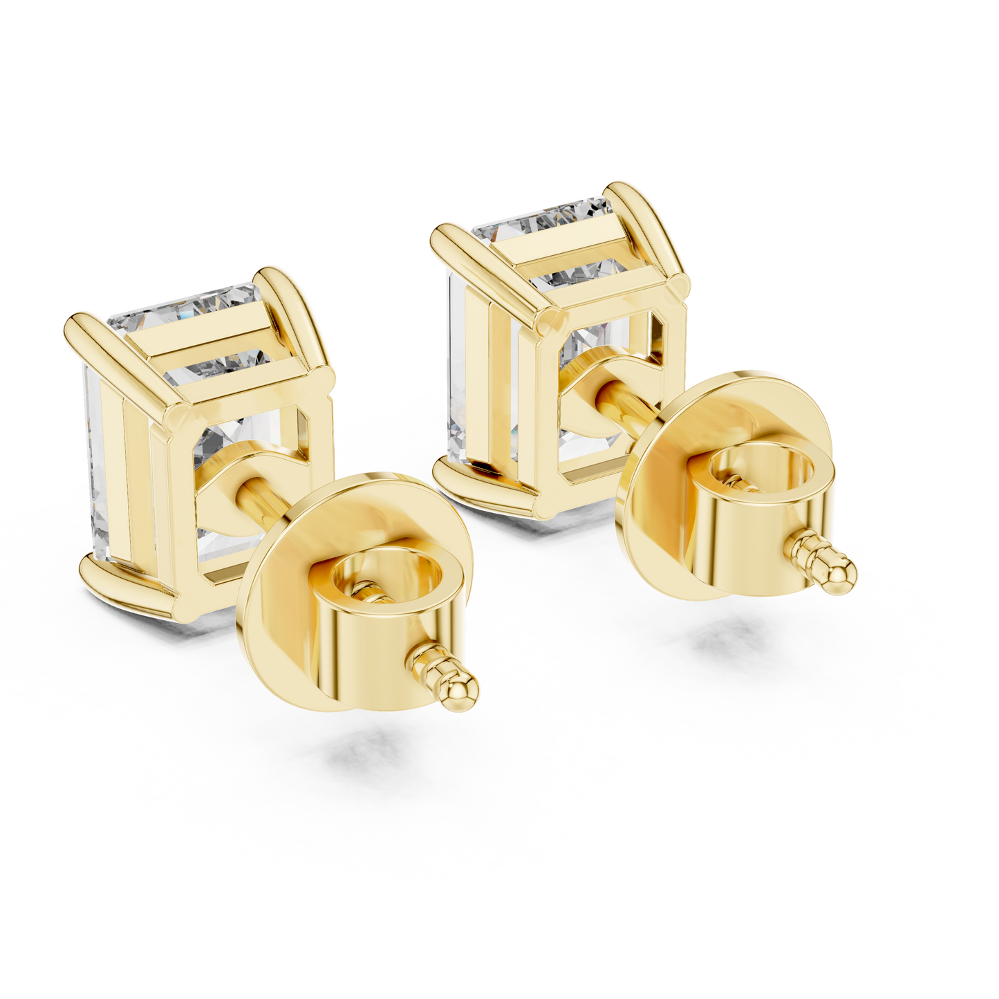 Classic Emerald Cut Diamond Stud Earrings 2.5 CTW
