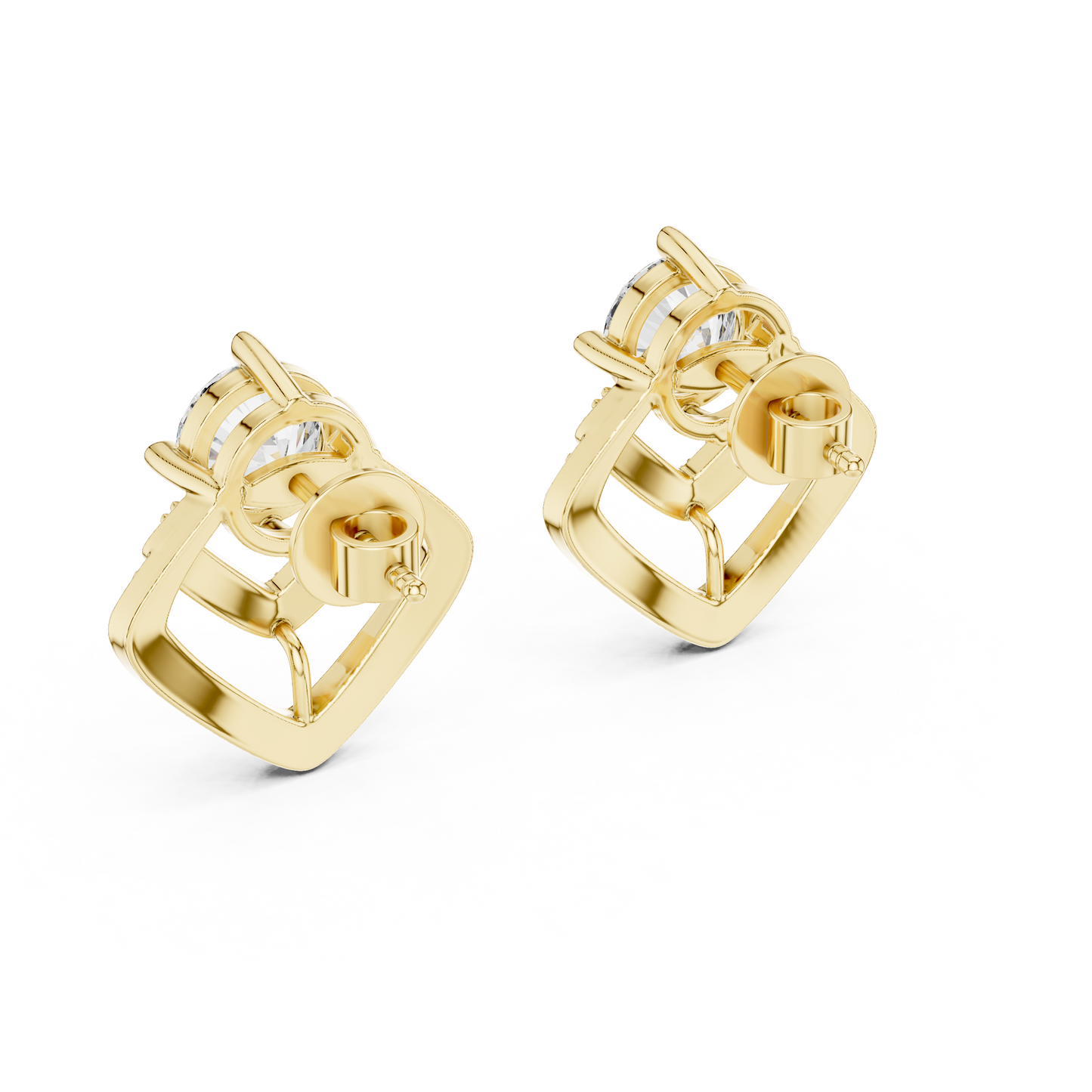 Double Frame Round Diamond Statement Stud Earrings 3.4 CTW