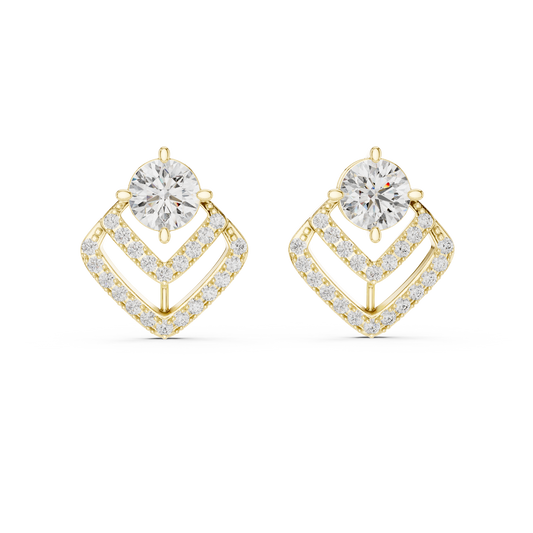 Double Frame Round Diamond Statement Stud Earrings 3.4 CTW
