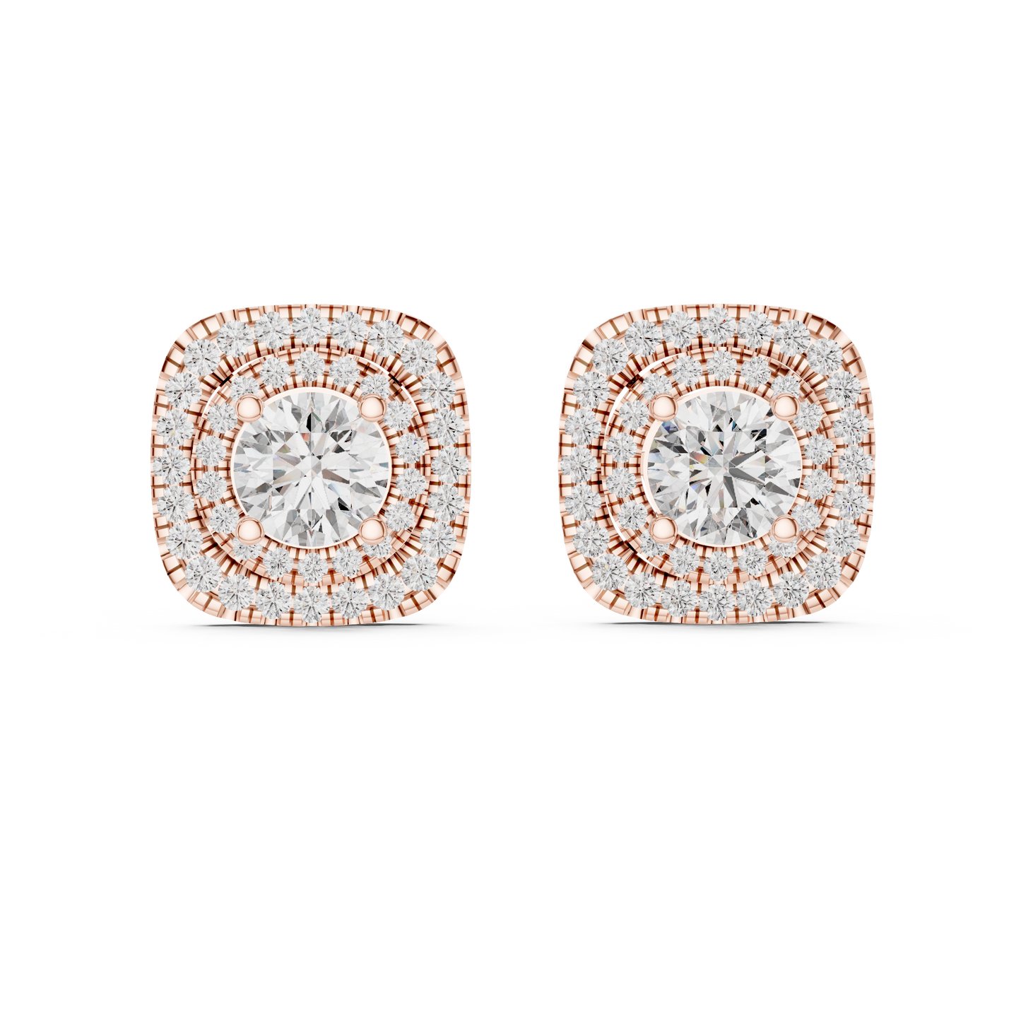 Classic Round Diamond Halo Stud Earrings 3.9 CTW