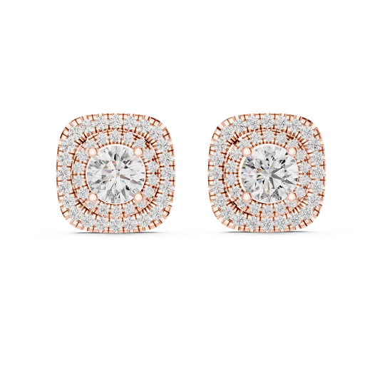 Classic Round Diamond Halo Stud Earrings 3.9 CTW