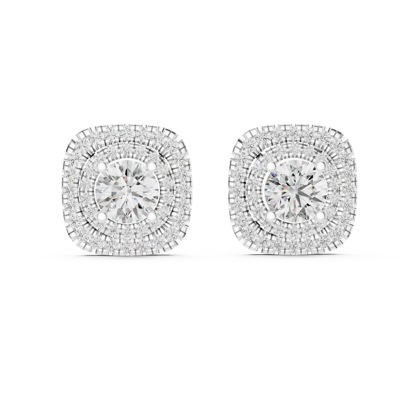 Classic Round Diamond Halo Stud Earrings 3.9 CTW