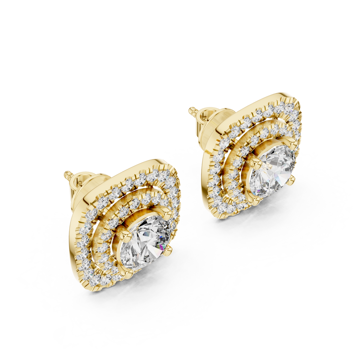 Classic Round Diamond Halo Stud Earrings 3.9 CTW
