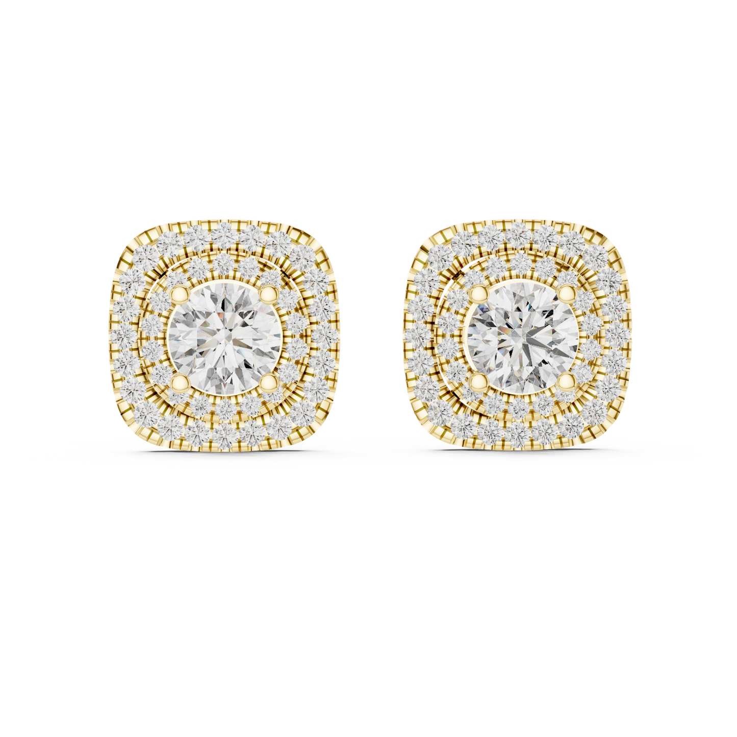 Classic Round Diamond Halo Stud Earrings 3.9 CTW