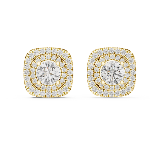 Classic Round Diamond Halo Stud Earrings 3.9 CTW